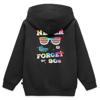 never forget the 90s neunziger Jahre Retro - Kinder Premium Organic Zip Hoodie - Schwarz - Hinten - AI Model Kid Male (0cm)