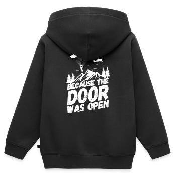 Fallschirm Skydiving Tür - Kinder Premium Organic Zip Hoodie - Schwarz - Hinten - AI Model Kid Male (0cm)