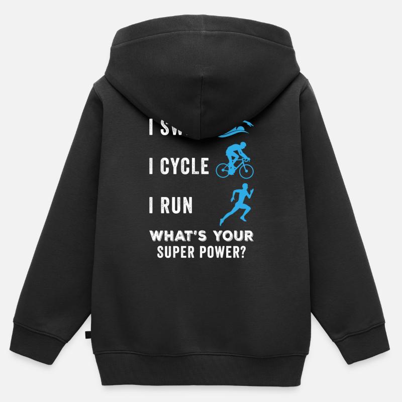 Triathlète - Sweat Premium à capuche zippé enfant bio - noir