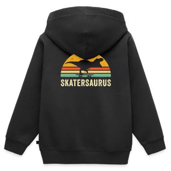 Chemise de skateboard pour garçon - T Rex Dinosaur Shirt - - Sweat Premium à capuche zippé enfant bio - noir - Dos - AI Model Kid Male (0cm)