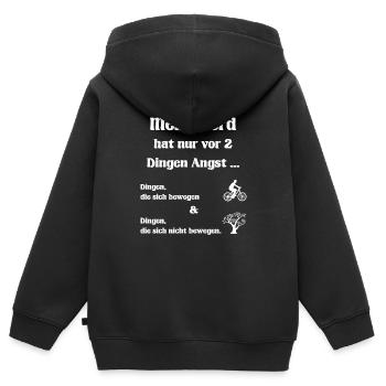 Pferd Angst I Pferdespruch Geschenk - Kinder Premium Organic Zip Hoodie - Schwarz - Hinten - AI Model Kid Male (0cm)