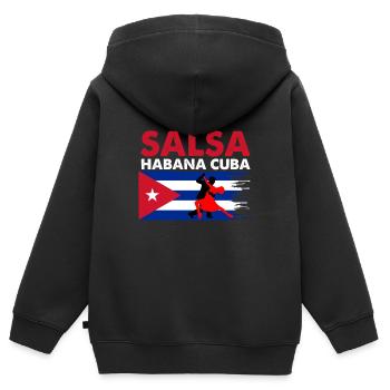 Salsa Havanna Kuba - Kinder Premium Organic Zip Hoodie - Schwarz - Hinten - AI Model Kid Male (0cm)
