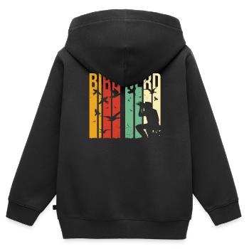 Bird Nerd Shirt - Birding Gift - Birdwatcher Shirt - Sweat Premium à capuche zippé enfant bio - noir - Dos - AI Model Kid Male (0cm)