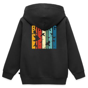 Chemise Birding Vintage - Birding Gift - Birdwatcher - Sweat Premium à capuche zippé enfant bio - noir - Dos - AI Model Kid Male (0cm)