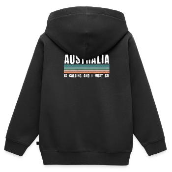 Australien - Kinder Premium Organic Zip Hoodie - Schwarz - Hinten - AI Model Kid Male (0cm)
