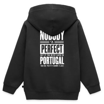 Portugal - Kinder Premium Organic Zip Hoodie - Schwarz - Hinten - AI Model Kid Male (0cm)