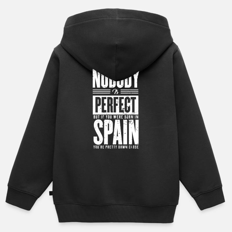 Espagne - Sweat Premium à capuche zippé enfant bio - noir
