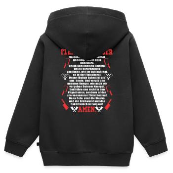 Metzger Unser - Kinder Premium Organic Zip Hoodie - Schwarz - Hinten - AI Model Kid Male (0cm)