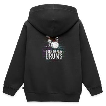 Schlagzeug Band - Kinder Premium Organic Zip Hoodie - Schwarz - Hinten - AI Model Kid Male (0cm)