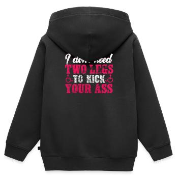 Cadeau handicap handicap humour en fauteuil roulant - Sweat Premium à capuche zippé enfant bio - noir - Dos - AI Model Kid Male (0cm)
