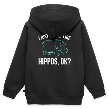 Flusspferde Nilpferd Großflusspferd Hippopotamus - Kinder Premium Organic Zip Hoodie - Schwarz - Hinten - AI Model Kid Male (0cm)