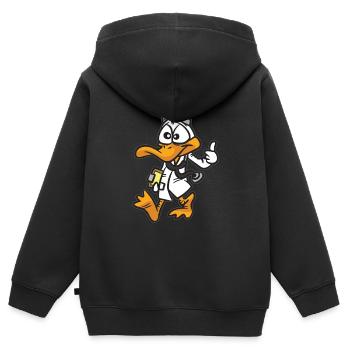 Enten Doktor Cartoon Comic Humor - Kinder Premium Organic Zip Hoodie - Schwarz - Hinten - AI Model Kid Male (0cm)