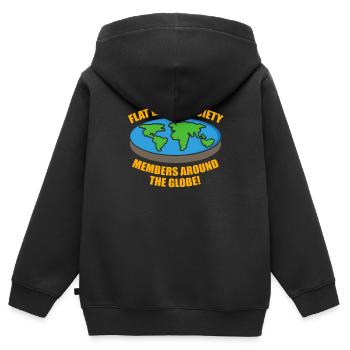 Flat Earth Society Members Earth Flat - Kids Premium Organic Zip-up Hoodie - black - Back - AI Model Kid Male (0cm)