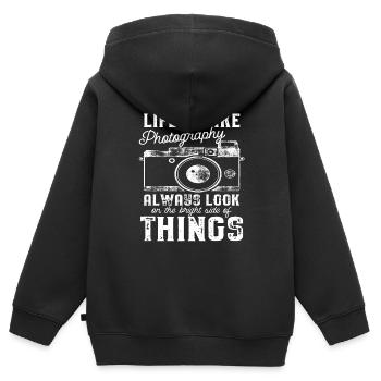 analoge fotografie, - Kinder Premium Organic Zip Hoodie - Schwarz - Hinten - AI Model Kid Male (0cm)