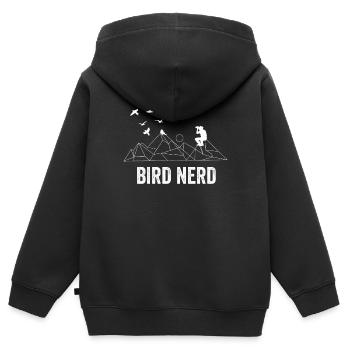 Bird Nerd Shirt - Birding Gift - Birdwatcher Shirt - Sweat Premium à capuche zippé enfant bio - noir - Dos - AI Model Kid Male (0cm)