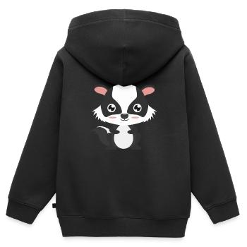 Blaireau - Sweat Premium à capuche zippé enfant bio - noir - Dos - AI Model Kid Male (0cm)