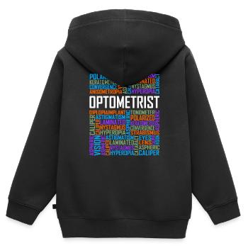 Optiker Worte - Kinder Premium Organic Zip Hoodie - Schwarz - Hinten - AI Model Kid Male (0cm)
