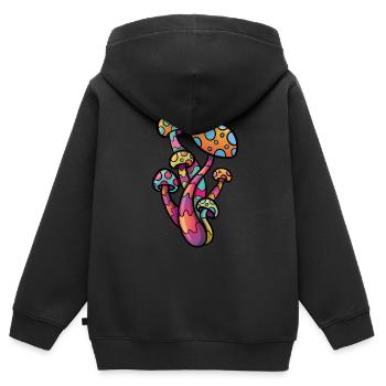 Champignon psychédélique - Sweat Premium à capuche zippé enfant bio - noir - Dos - AI Model Kid Male (0cm)