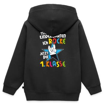 Tschüss Kindergarten ich rocke jetzt die Schule - Kinder Premium Organic Zip Hoodie - Schwarz - Hinten - AI Model Kid Male (0cm)