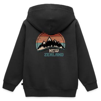 Retro Neuseeland - Kinder Premium Organic Zip Hoodie - Schwarz - Hinten - AI Model Kid Male (0cm)