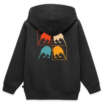 Neuseeland - Kinder Premium Organic Zip Hoodie - Schwarz - Hinten - AI Model Kid Male (0cm)