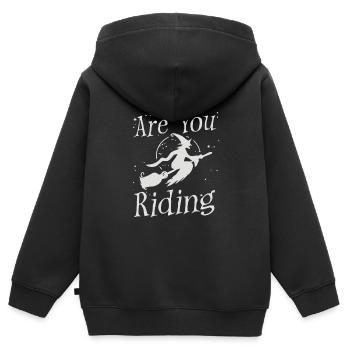 Sorcière sorcière balai halloween costume d'halloween - Sweat Premium à capuche zippé enfant bio - noir - Dos - AI Model Kid Male (0cm)