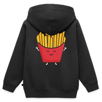 French fries - Kids Premium Organic Zip-up Hoodie - black - Back - AI Model Kid Male (0cm)