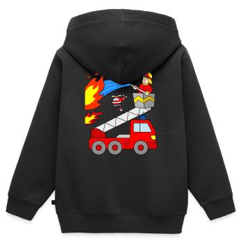 Fire engine use fire fire - Kids Premium Organic Zip-up Hoodie - black - Back - AI Model Kid Male (0cm)