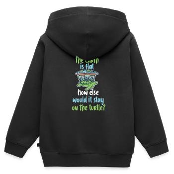 Tortue de terre plate - Sweat Premium à capuche zippé enfant bio - noir - Dos - AI Model Kid Male (0cm)