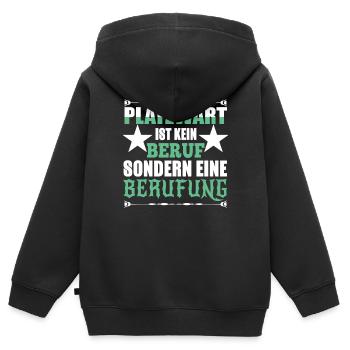 platzwart berufung - Kinder Premium Organic Zip Hoodie - Schwarz - Hinten - AI Model Kid Male (0cm)