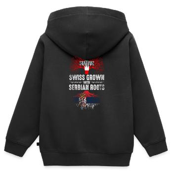 Schweizer mit serbischen Wurzeln - Kinder Premium Organic Zip Hoodie - Schwarz - Hinten - AI Model Kid Male (0cm)