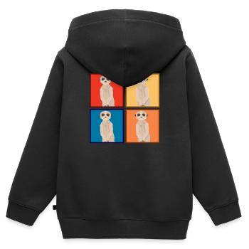 Erdmännchen Tiere Tier - Kinder Premium Organic Zip Hoodie - Schwarz - Hinten - AI Model Kid Male (0cm)
