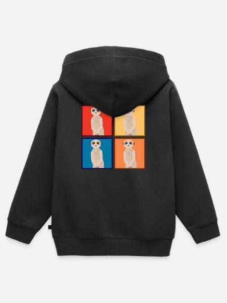 Erdmännchen Tiere Tier - Kinder Premium Organic Zip Hoodie - Schwarz