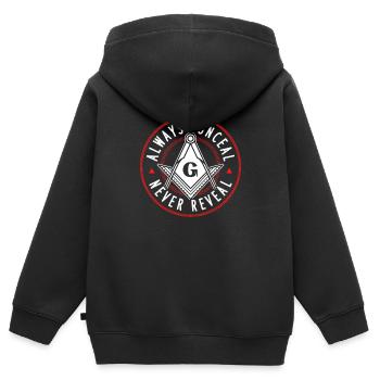Freimaurer Verschwörungstheorie - Kinder Premium Organic Zip Hoodie - Schwarz - Hinten - AI Model Kid Male (0cm)