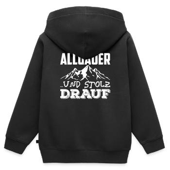 Allgäu Bayerische Heimat Allgäuer Oberbayern Bayer - Kinder Premium Organic Zip Hoodie - Schwarz - Hinten - AI Model Kid Male (0cm)