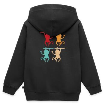 singe - Sweat Premium à capuche zippé enfant bio - noir - Dos - AI Model Kid Male (0cm)