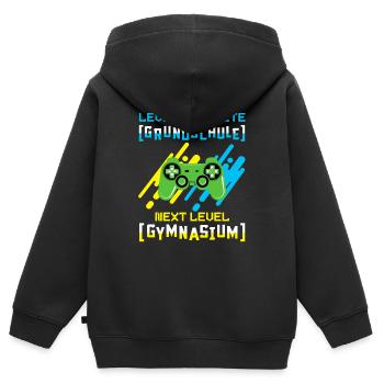 Gymnasium - Kinder Premium Organic Zip Hoodie - Schwarz - Hinten - AI Model Kid Male (0cm)