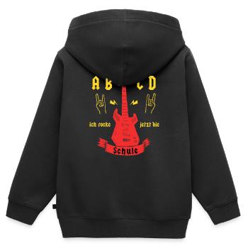 Rock Einschulung - Kinder Premium Organic Zip Hoodie - Schwarz - Hinten - AI Model Kid Male (0cm)