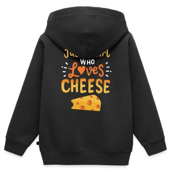 Käse - Kinder Premium Organic Zip Hoodie - Schwarz - Hinten - AI Model Kid Male (0cm)