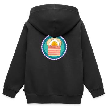 LIT ET PETIT DÉJEUNER Toast aux œufs frits - Sweat Premium à capuche zippé enfant bio - noir - Dos - AI Model Kid Male (0cm)