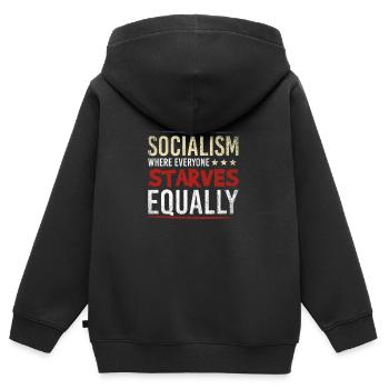 Anti-socialisme - Sweat Premium à capuche zippé enfant bio - noir - Dos - AI Model Kid Male (0cm)