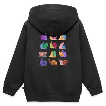 Schnecke Geschenk - Kinder Premium Organic Zip Hoodie - Schwarz - Hinten - AI Model Kid Male (0cm)