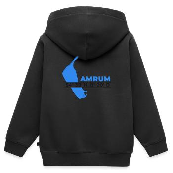 Ostfriesische Inseln - Amrum Koordinaten - Kinder Premium Organic Zip Hoodie - Schwarz - Hinten - AI Model Kid Male (0cm)