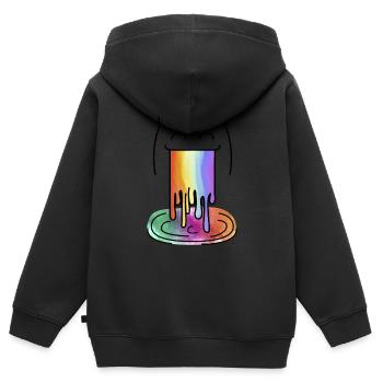 Licorne vomi arc-en-ciel - Sweat Premium à capuche zippé enfant bio - noir - Dos - AI Model Kid Male (0cm)