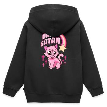 Gegrüßet seist du Satan Cat Cute Rainbow Kitty Heavy Metal Pun - Kinder Premium Organic Zip Hoodie - Schwarz - Hinten - AI Model Kid Male (0cm)