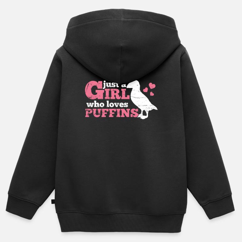 Macareux - Sweat Premium à capuche zippé enfant bio - noir