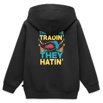 Bourse Forex Trading - Sweat Premium à capuche zippé enfant bio - noir - Dos - AI Model Kid Male (0cm)