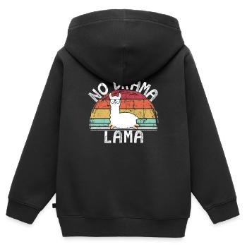 No Drama Lama Retro Vintage Alpaka Style - Sweat Premium à capuche zippé enfant bio - noir - Dos - AI Model Kid Male (0cm)