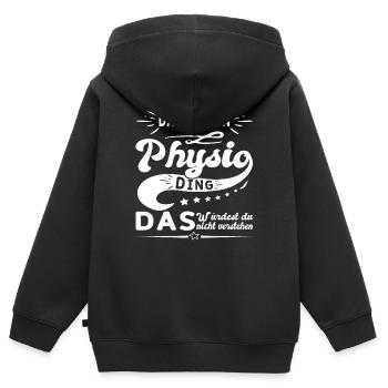 Das ist ein Physio Ding Physiotherapeutin - Kinder Premium Organic Zip Hoodie - Schwarz - Hinten - AI Model Kid Male (0cm)