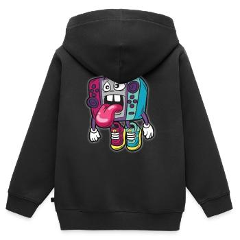 Gamer Humor Lustiger Cartoon Comic Controller - Kinder Premium Organic Zip Hoodie - Schwarz - Hinten - AI Model Kid Male (0cm)